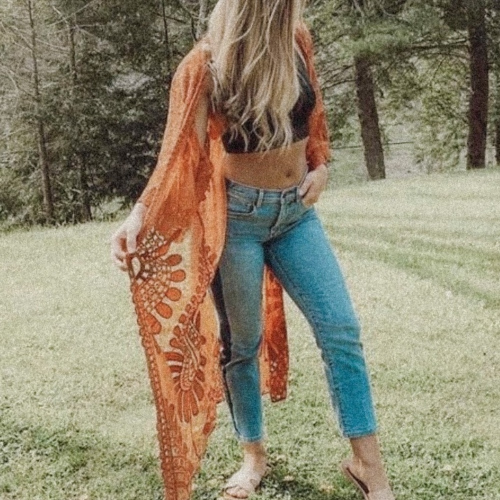 New Rust Orange Indie Lace Western Duster